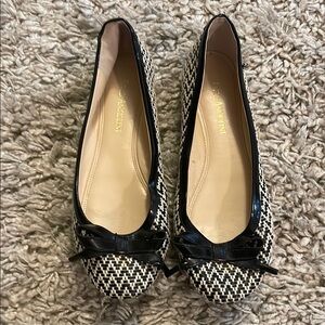 Enzo Angiolini Black and White Bow Flats. 6 1/2